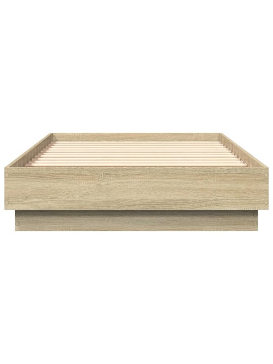 Gultas rāmis ar LED, koka krāsa, 75x190 cm