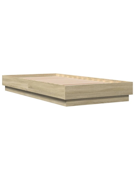 Gultas rāmis ar LED, koka krāsa, 75x190 cm