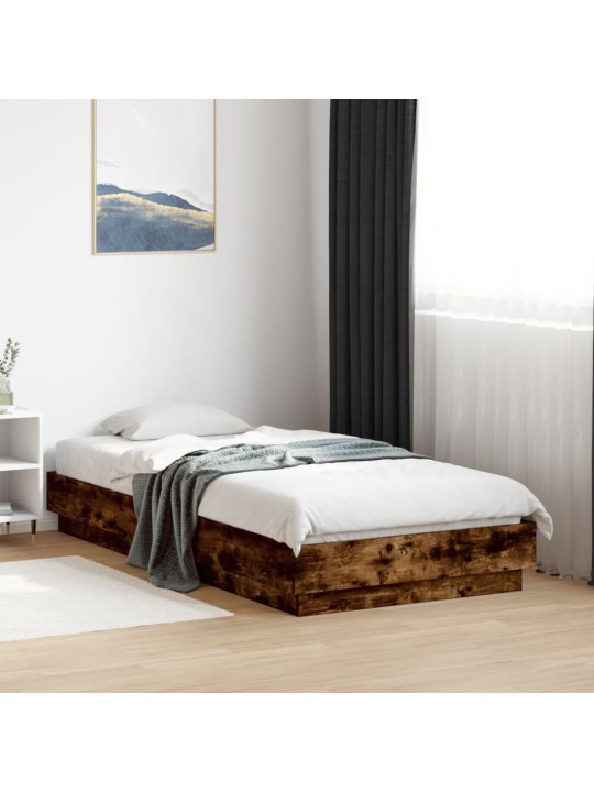 Gultas rāmis ar LED, koka krāsa, 75x190 cm