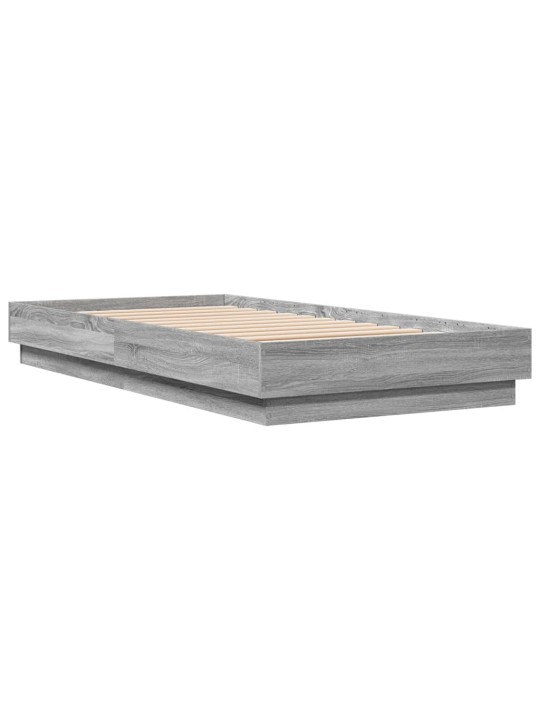 Gultas rāmis ar LED, pelēka ozola, 75x190 cm
