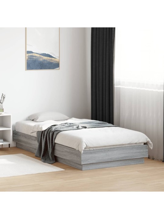 Gultas rāmis ar LED, pelēka ozola, 75x190 cm