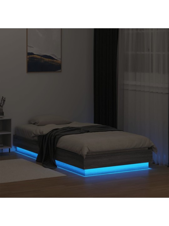 Gultas rāmis ar LED, pelēka ozola, 75x190 cm