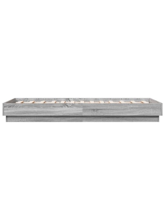 Gultas rāmis ar LED, pelēka ozola, 75x190 cm