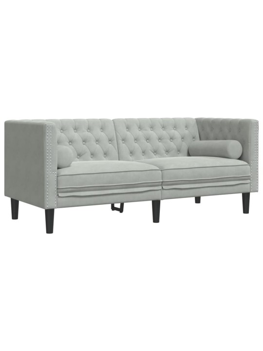 Trīsdaļīgs chesterfield dīvānu komplekts ar balstiem, samts