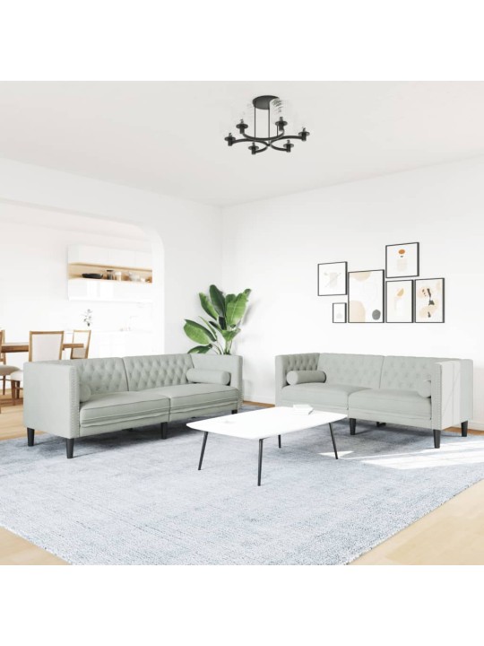 Divdaļīgs chesterfield dīvānu komplekts ar balstiem, samts