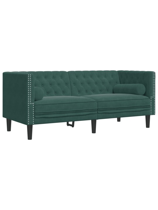Divdaļīgs chesterfield dīvānu komplekts ar balstiem, samts