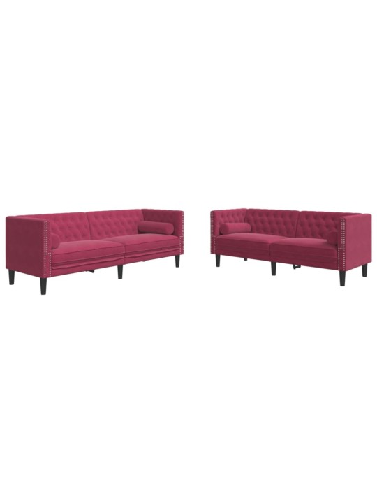 Divdaļīgs chesterfield dīvānu komplekts ar balstiem, samts