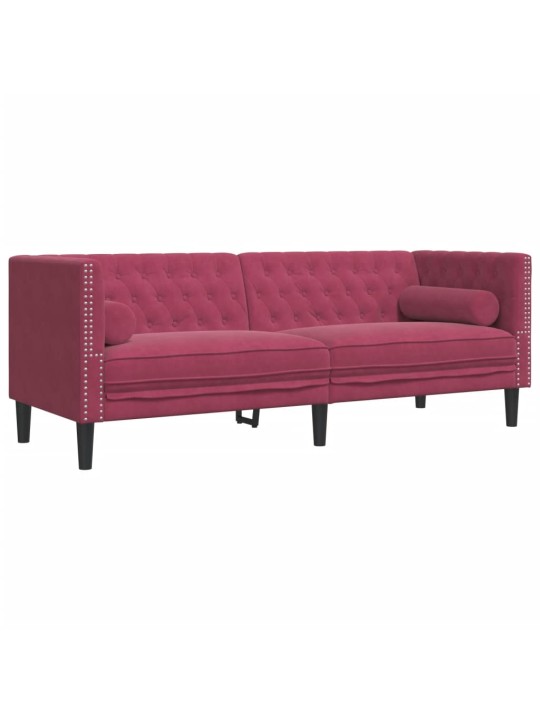 Divdaļīgs chesterfield dīvānu komplekts ar balstiem, samts