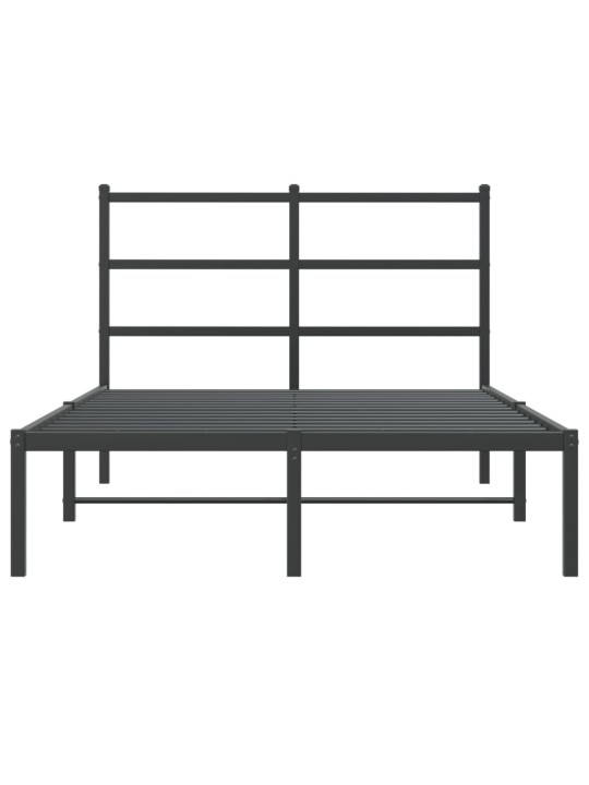 Gultas rāmis ar galvgali, melns metāls, 120x200 cm