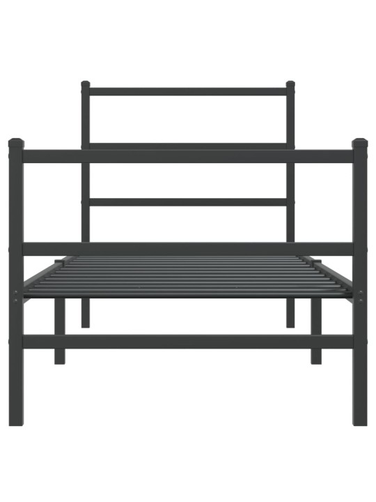 Gultas rāmis ar galvgali un kājgali, melns metāls, 80x200 cm