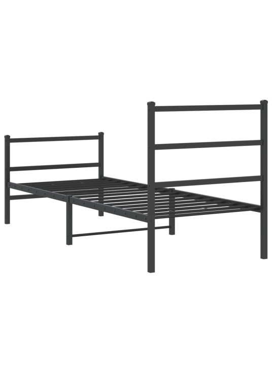Gultas rāmis ar galvgali un kājgali, melns metāls, 80x200 cm