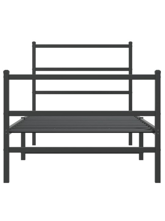 Gultas rāmis ar galvgali un kājgali, melns metāls, 90x190 cm
