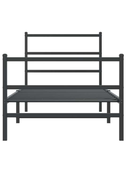 Gultas rāmis ar galvgali un kājgali, melns metāls, 90x200 cm