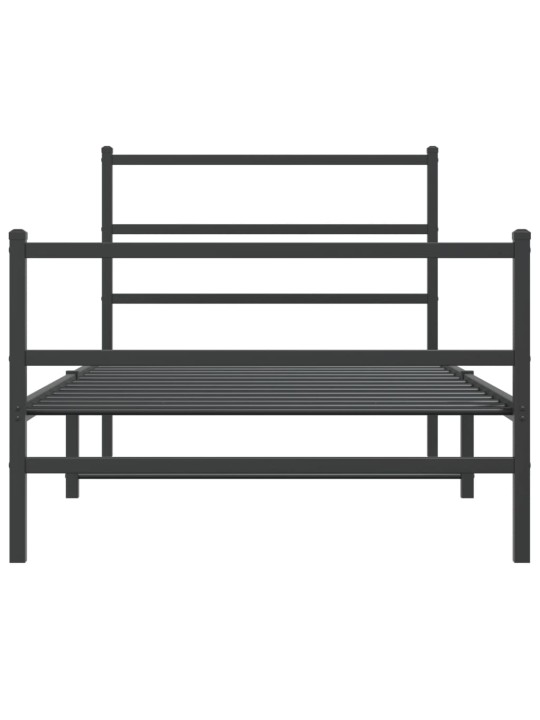 Gultas rāmis ar galvgali un kājgali, melns metāls, 100x200 cm