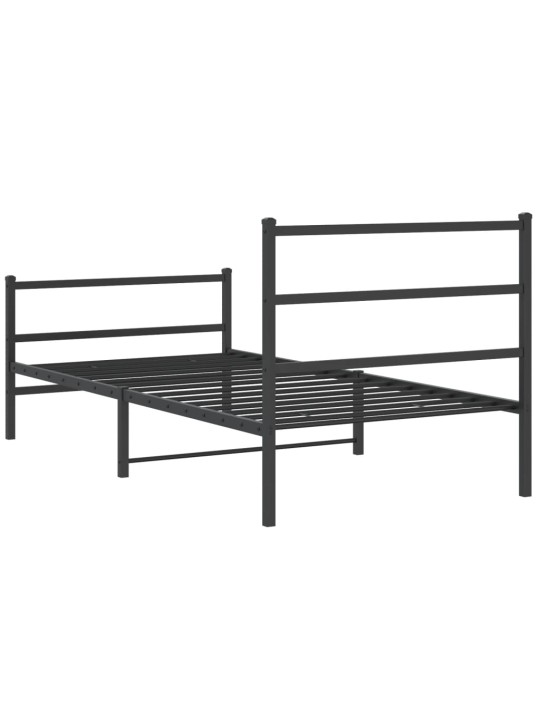 Gultas rāmis ar galvgali un kājgali, melns metāls, 100x200 cm