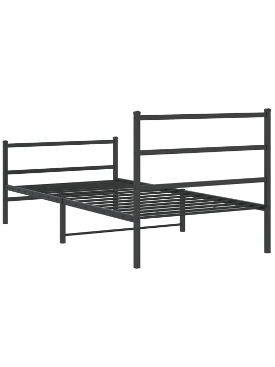 Gultas rāmis ar galvgali un kājgali, melns metāls, 107x203 cm