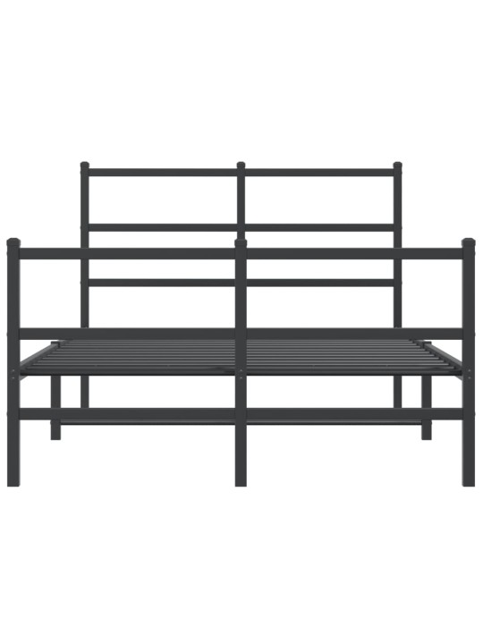 Gultas rāmis ar galvgali un kājgali, melns metāls, 120x200 cm