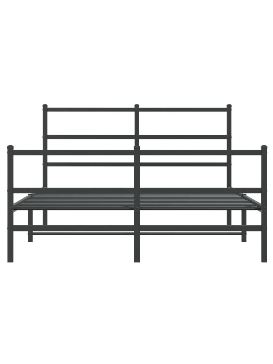 Gultas rāmis ar galvgali un kājgali, melns metāls, 135x190 cm