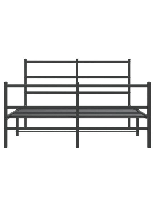 Gultas rāmis ar galvgali un kājgali, melns metāls, 140x190 cm