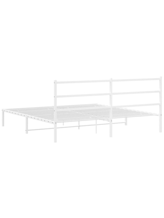 Gultas rāmis ar galvgali, balts metāls, 200x200 cm
