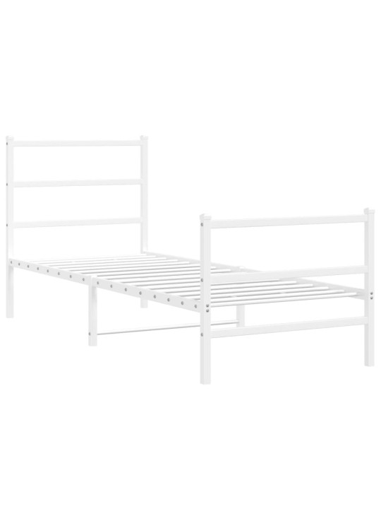 Gultas rāmis ar galvgali un kājgali, balts metāls, 80x200 cm