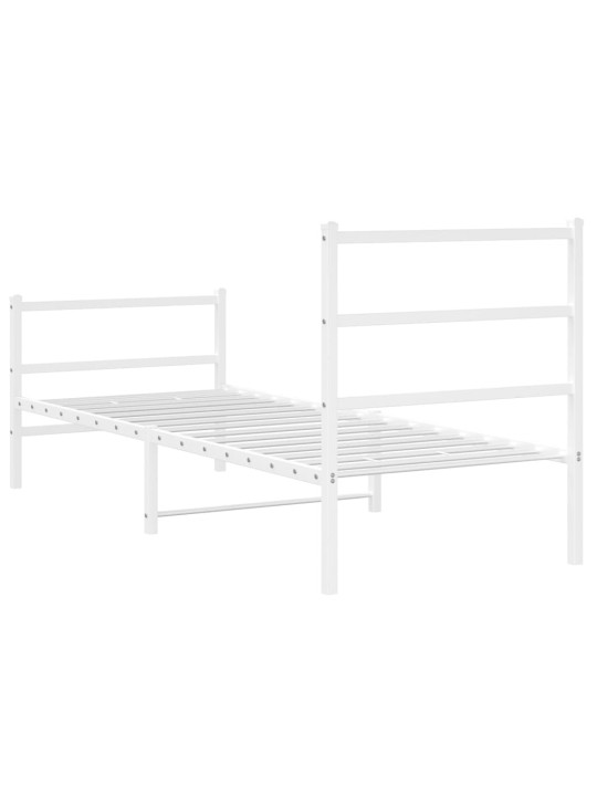 Gultas rāmis ar galvgali un kājgali, balts metāls, 80x200 cm