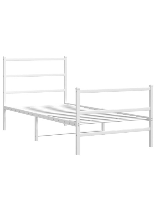 Gultas rāmis ar galvgali un kājgali, balts metāls, 90x200 cm