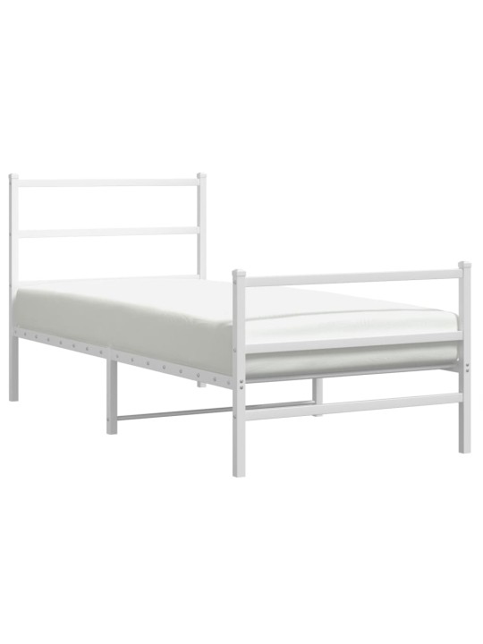 Gultas rāmis ar galvgali un kājgali, balts metāls, 90x200 cm