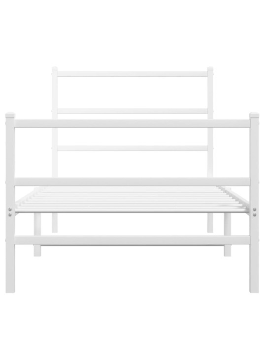 Gultas rāmis ar galvgali un kājgali, balts metāls, 90x200 cm