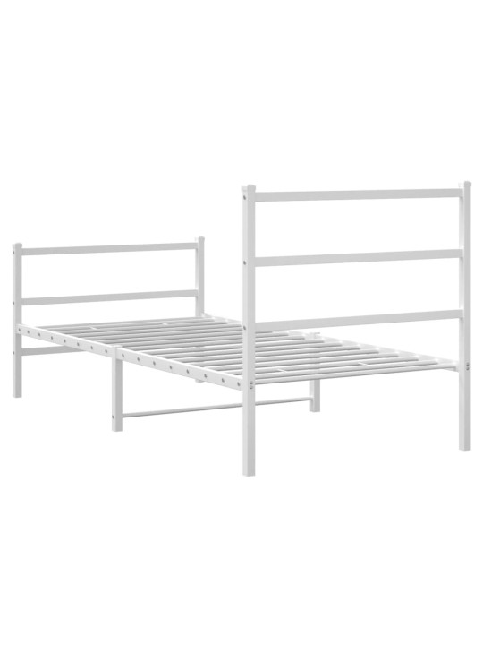 Gultas rāmis ar galvgali un kājgali, balts metāls, 90x200 cm