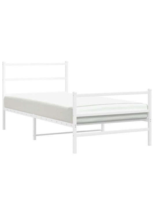 Gultas rāmis ar galvgali un kājgali, balts metāls, 100x200 cm