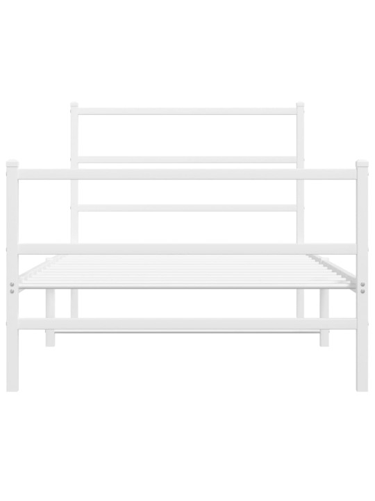 Gultas rāmis ar galvgali un kājgali, balts metāls, 100x200 cm