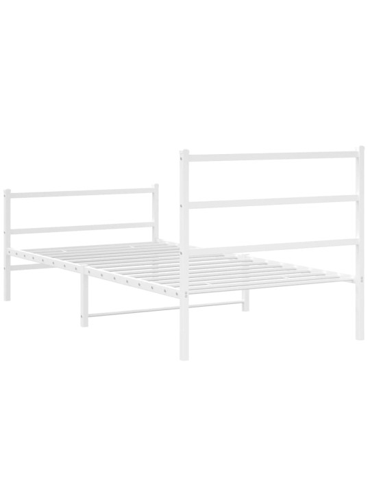 Gultas rāmis ar galvgali un kājgali, balts metāls, 100x200 cm