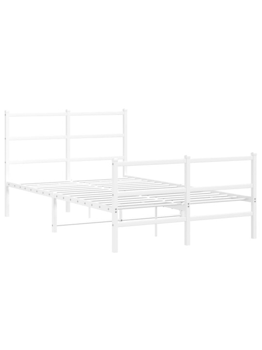 Gultas rāmis ar galvgali un kājgali, balts metāls, 120x200 cm