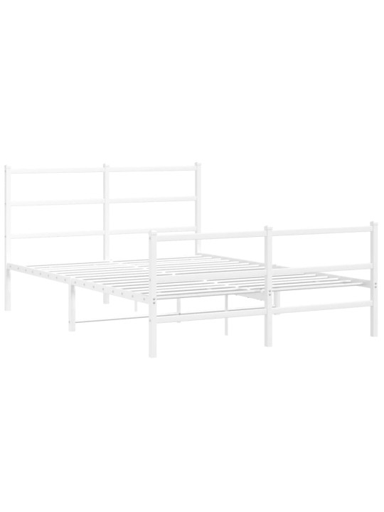 Gultas rāmis ar galvgali un kājgali, balts metāls, 135x290 cm