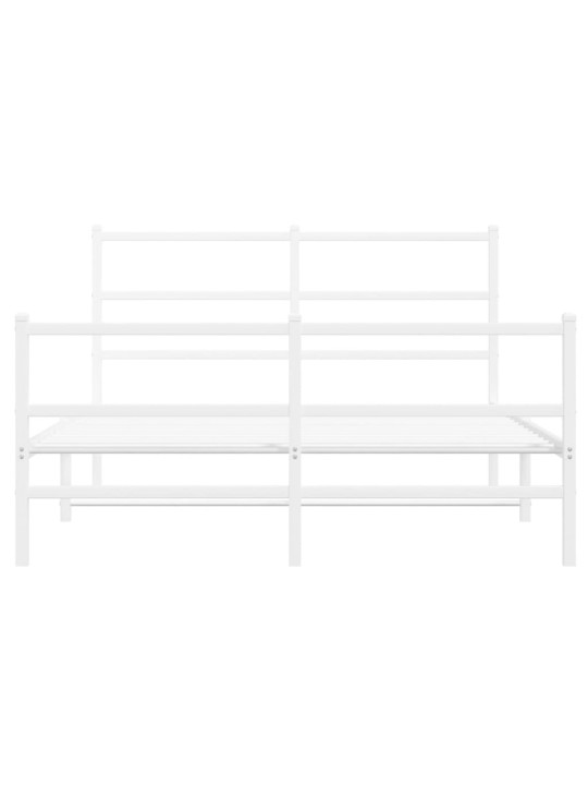 Gultas rāmis ar galvgali un kājgali, balts metāls, 135x290 cm