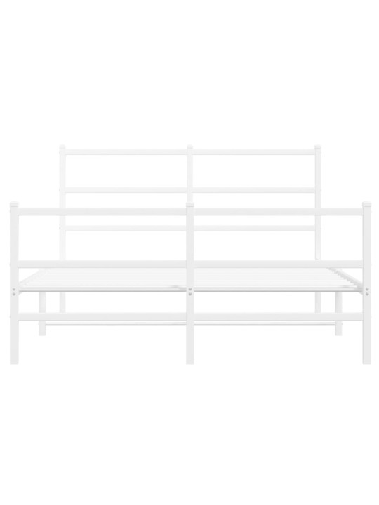 Gultas rāmis ar galvgali un kājgali, balts metāls, 140x200 cm