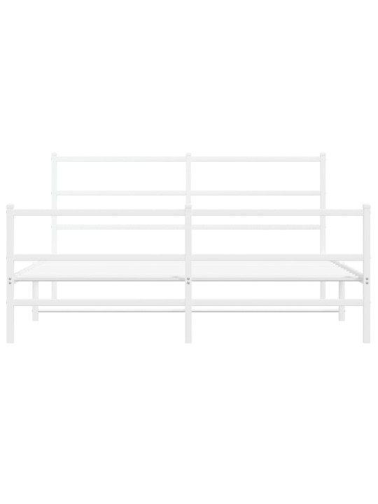 Gultas rāmis ar galvgali un kājgali, balts metāls, 150x200 cm