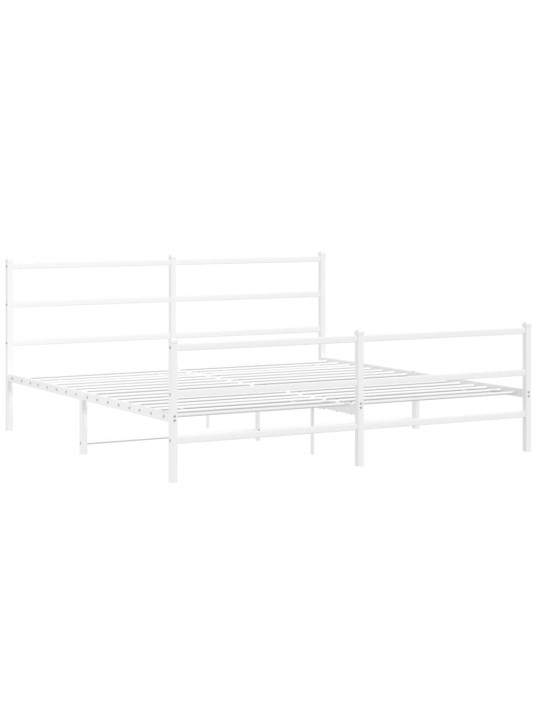Gultas rāmis ar galvgali un kājgali, balts metāls, 200x200 cm