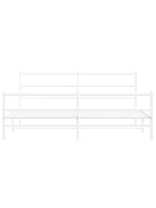 Gultas rāmis ar galvgali un kājgali, balts metāls, 200x200 cm