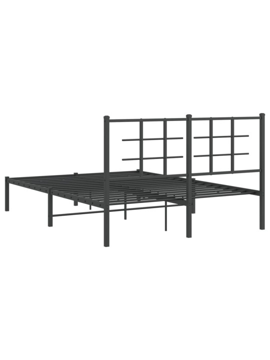 Gultas rāmis ar galvgali, melns metāls, 135x190 cm