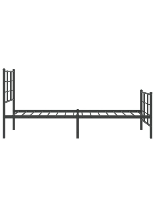 Gultas rāmis ar galvgali un kājgali, melns metāls, 75x190 cm