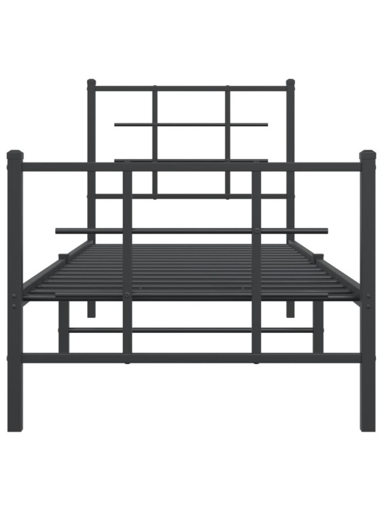 Gultas rāmis ar galvgali un kājgali, melns metāls, 80x200 cm