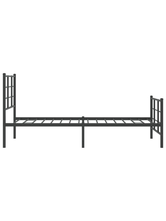 Gultas rāmis ar galvgali un kājgali, melns metāls, 80x200 cm