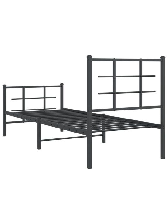 Gultas rāmis ar galvgali un kājgali, melns metāls, 80x200 cm