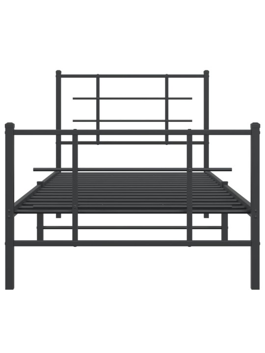 Gultas rāmis ar galvgali un kājgali, melns metāls, 90x200 cm