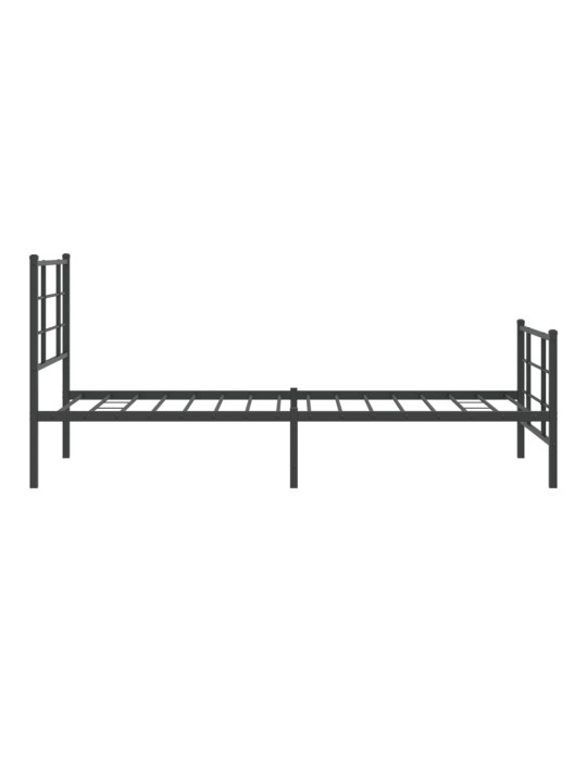 Gultas rāmis ar galvgali un kājgali, melns metāls, 90x200 cm