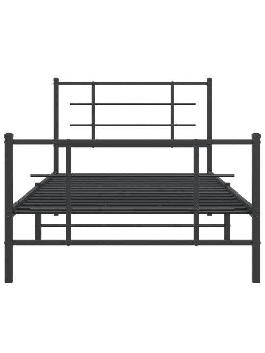 Gultas rāmis ar galvgali un kājgali, melns metāls, 100x200 cm