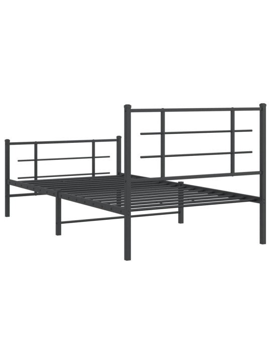 Gultas rāmis ar galvgali un kājgali, melns metāls, 100x200 cm