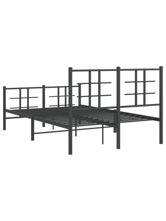 Gultas rāmis ar galvgali un kājgali, melns metāls, 120x200 cm